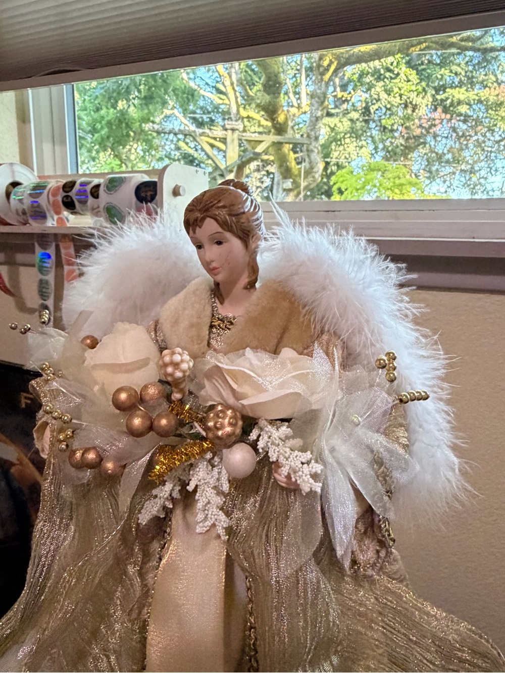 Vintage Angel Christmas Tree Topper Gold 20 Inches Tall - Picture 3 of 11